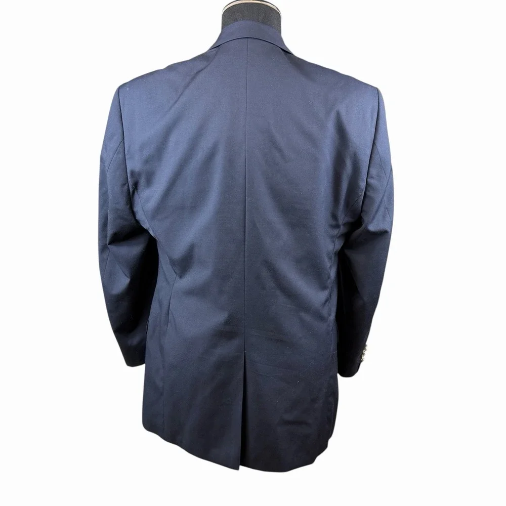 Lauren Ralph Lauren Navy Wool Blend Gold Button Sport Coat Blazer Jacket Men 46L